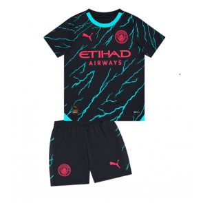 Lacne Dětský Futbalové dres Manchester City 2023-24 Krátky Rukáv - Tretina (+ trenírky)